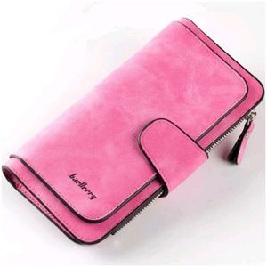 New Frosted Rose Pink PU Leather Clutch Wallet